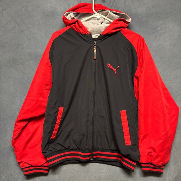 Puma Varsity Jacket Raglan Patch Logo Embroidered Bomber Kids 18-20 Lined Sports - Picture 1 of 10